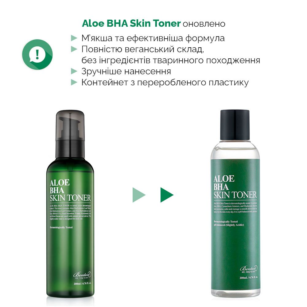 Benton Aloe BHA Skin Toner Тонер з високим вмістом алое і саліцилової кислоти 0,5%