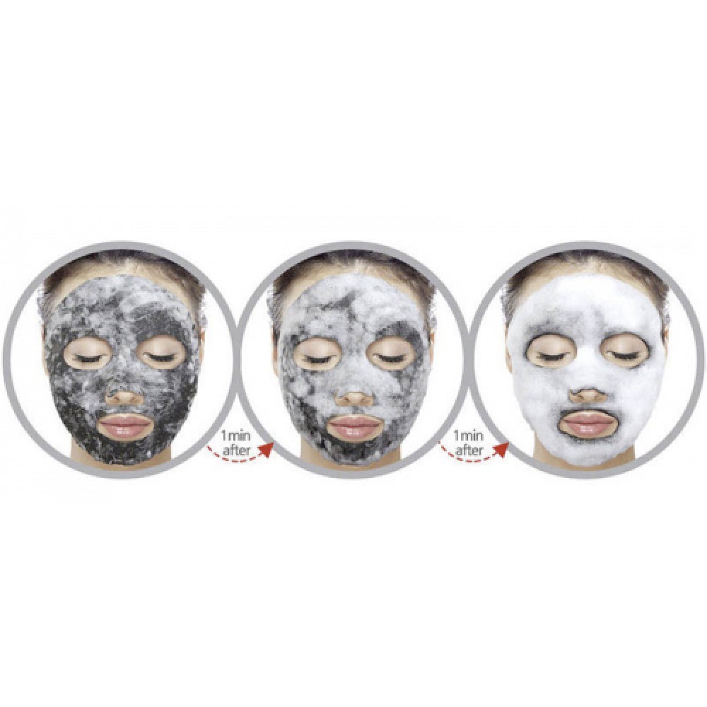 Purederm Deep Purifying Black O2 Bubble Mask Charcoal Кислородная тканевая маска с углем