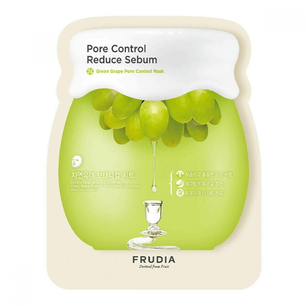 Frudia Green Grape Pore Control Mask Себорегулирующая тканевая маска с 60% экстрактом зелёного виноград