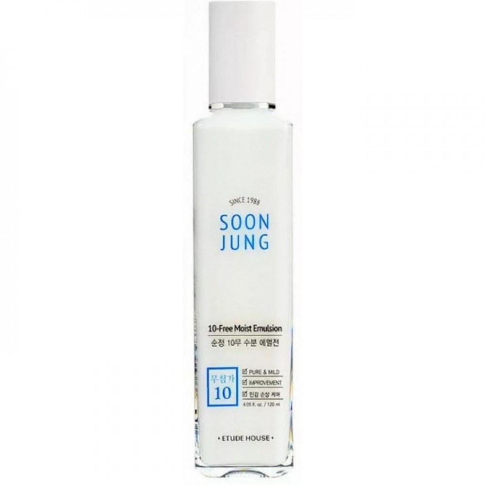 Etude House Soon Jung 10-Free Moist Emulsion 120 ml Гипоаллергенная увлажняющая эмульсия для чувствительной и раздраженной кожи