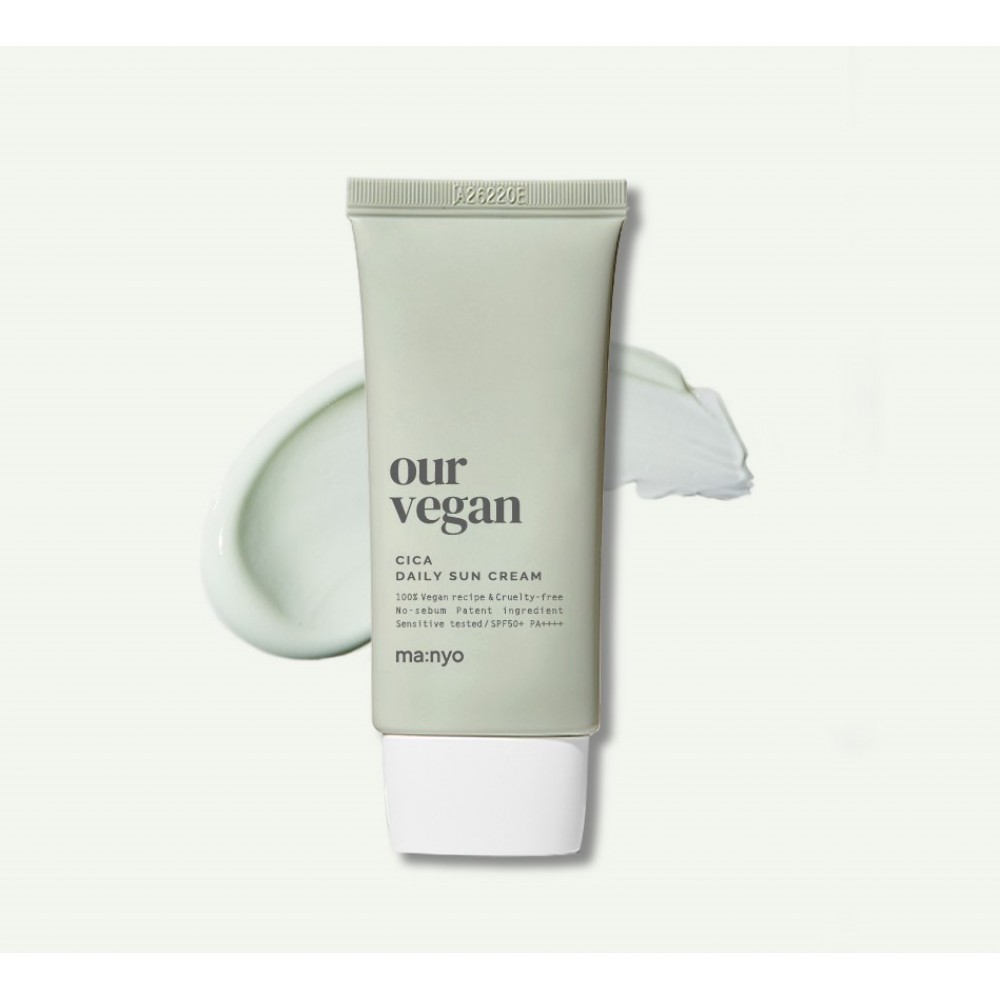 Manyo Our Vegan Cica Daily Sun Cream SPF50+ PA++++ Солнцезащитный веганский успокаивающий крем для лица