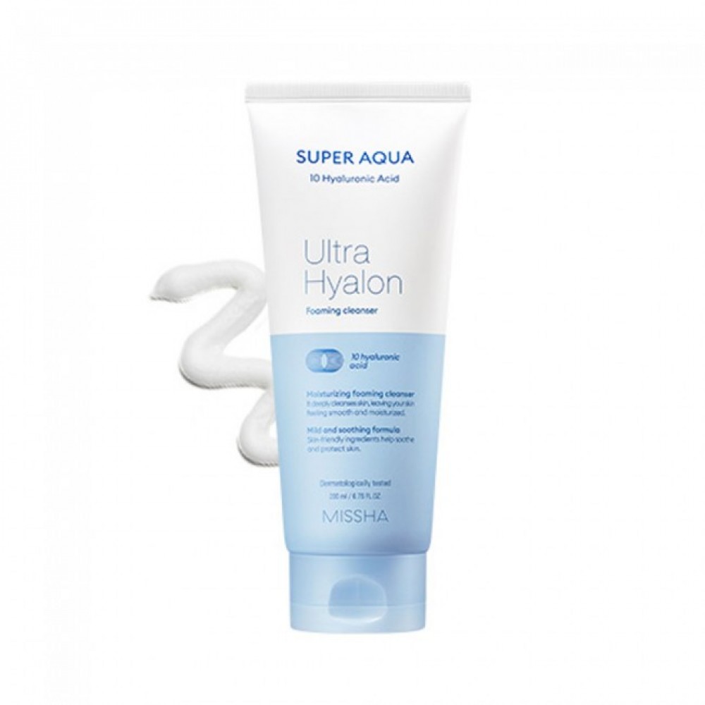 MISSHA Super Aqua Ultra Hyaluron Foaming Cleanser 200 ml Пенка для умывания с комплексом гиалуроновой кислоты